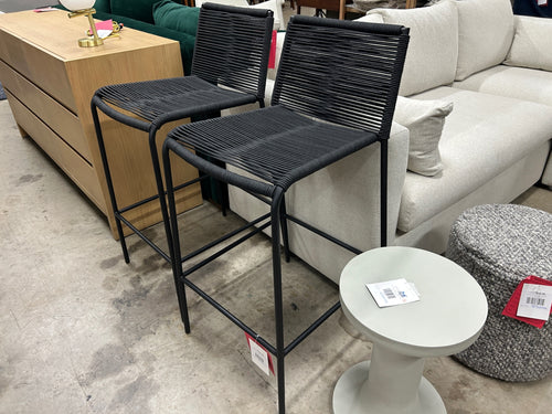 Pair of Zina Outdoor Bar Stools - Ember Black
