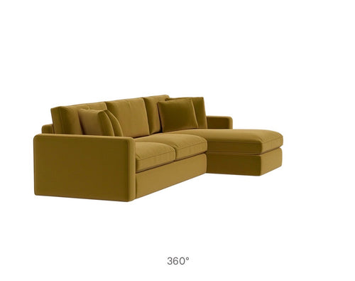 Interior Define James 3-Seat Chaise Sectional-Chartreuse Performance Velvet
