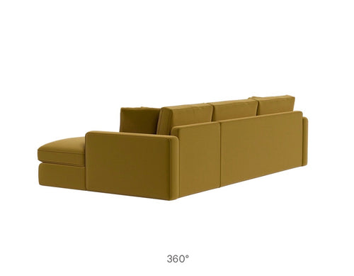 Interior Define James 3-Seat Chaise Sectional-Chartreuse Performance Velvet
