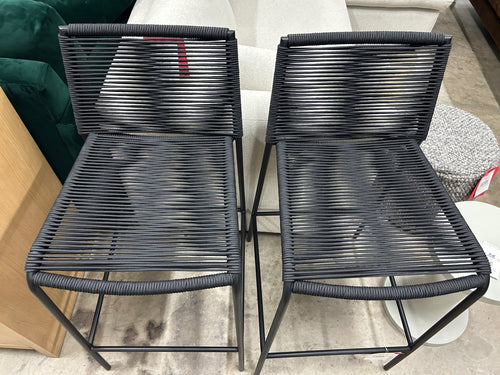 Pair of Zina Outdoor Bar Stools - Ember Black