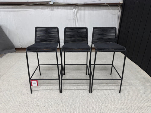 Set of 3 Zina Outdoor Bar Stools - Ember Black
