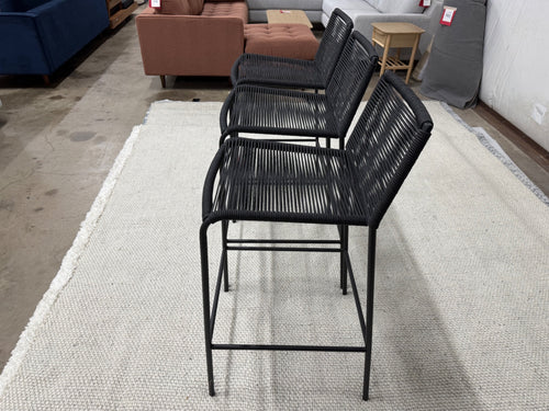 Set of 3 Zina Outdoor Bar Stools - Ember Black