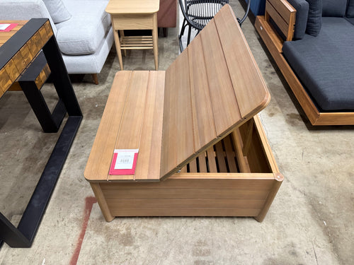 Elise 34.75" Outdoor Storage Coffee Table - Light Eucalyptus
