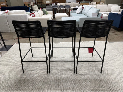 Set of 3 Zina Outdoor Bar Stools - Ember Black