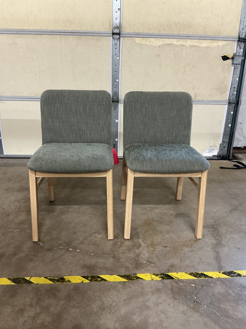 Pair of Mikkel Dining Chairs - White Oak And Algonquin Green