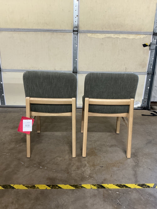Pair of Mikkel Dining Chairs - White Oak And Algonquin Green