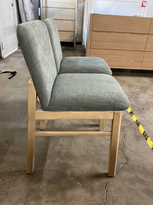Pair of Mikkel Dining Chairs - White Oak And Algonquin Green
