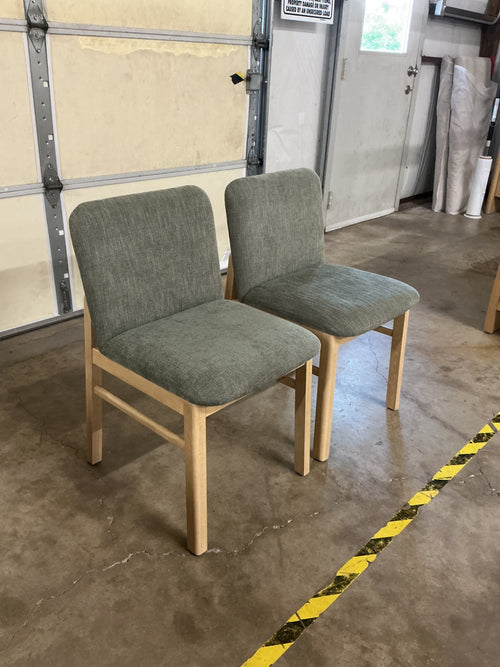 Pair of Mikkel Dining Chairs - White Oak And Algonquin Green
