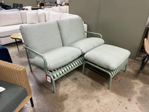 Sarek 59" Outdoor Loveseat & Ottoman Set - Sunbrella® Mint