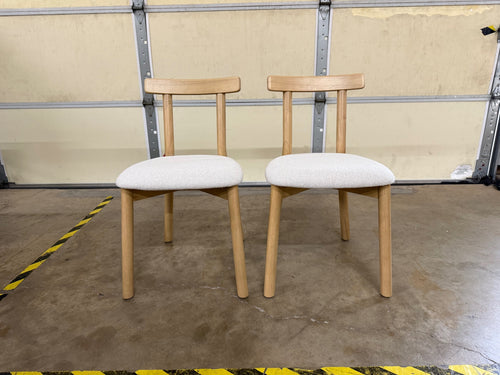 Pair of Ulka Dining Chairs - White Oak And Ratine Ivory