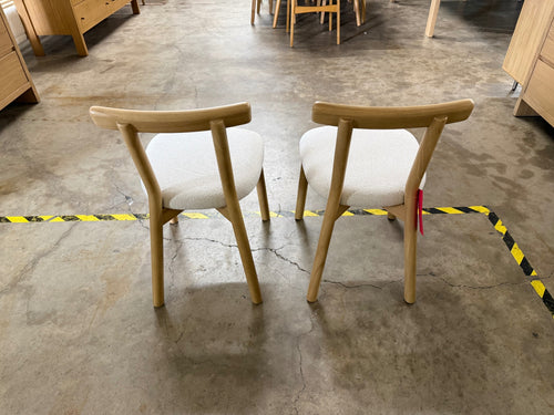 Pair of Ulka Dining Chairs - White Oak And Ratine Ivory
