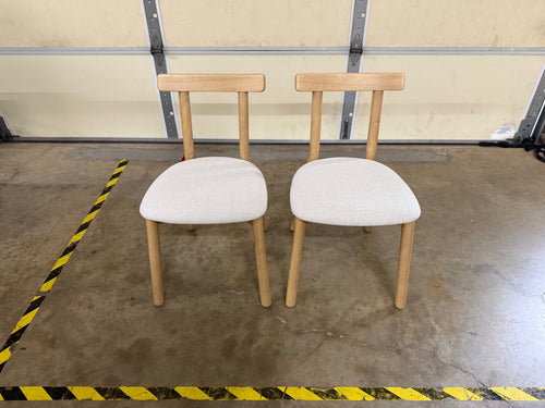 Pair of Ulka Dining Chairs - White Oak And Ratine Ivory