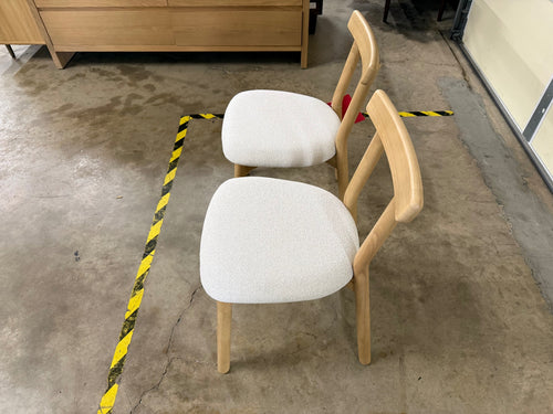 Pair of Ulka Dining Chairs - White Oak And Ratine Ivory