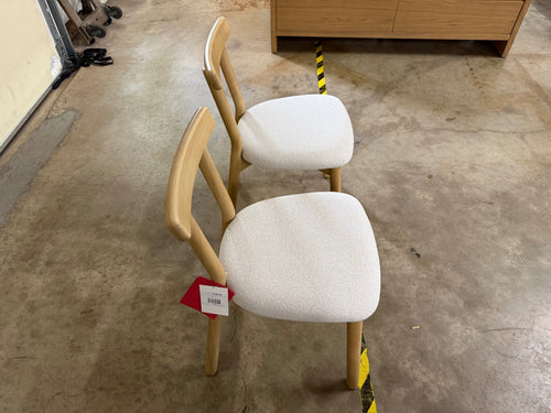 Pair of Ulka Dining Chairs - White Oak And Ratine Ivory