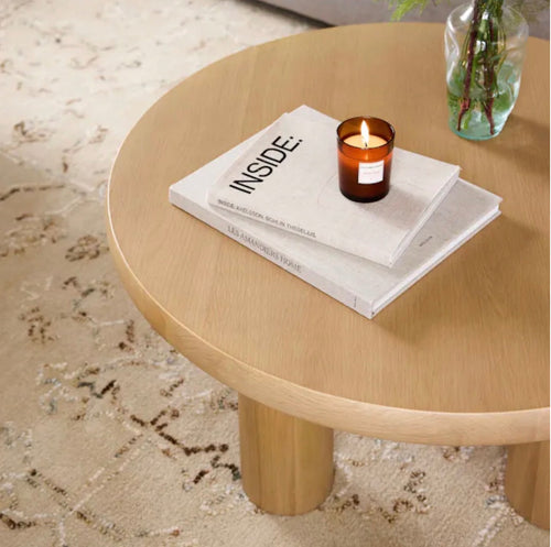 Adel 35" Round Coffee Table - White Oak