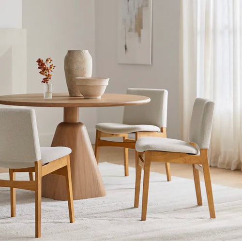 Set of 6 Nosh Dining Chairs - Oak And Ratine Ivory