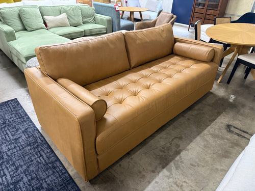 Sven 88” Tufted Leather Sofa Bed - Charme Tan