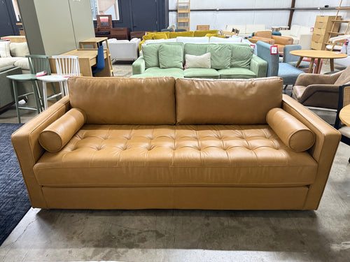 Sven 88” Tufted Leather Sofa Bed - Charme Tan