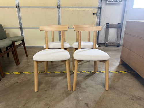 Set of 4 Ulka Dining Chairs - White Oak And Ratine Ivory