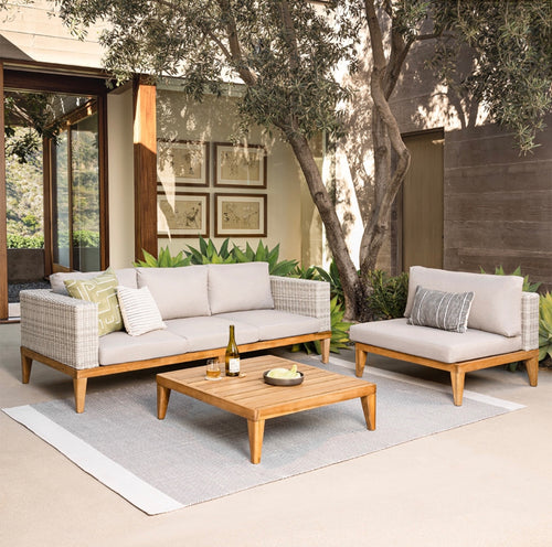 Urba 88.5" Outdoor Sofa Set - Beach Sand & Covers