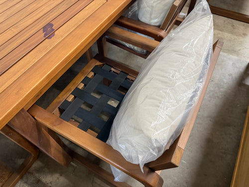 The Laholm Dining Table X Dining Chair Outdoor Bundle - Acacia and Dravite Ivory
