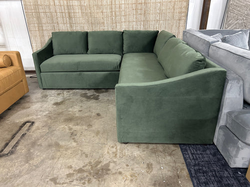 Landry 91" Velvet Corner Sectional - Hale Fir Green