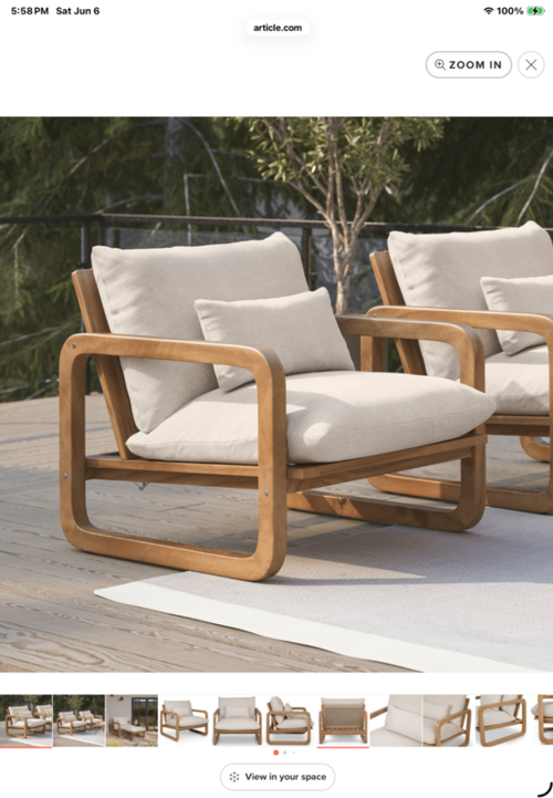 Laholm 36.5" Outdoor Lounge Chair & Cover - Dravite Ivory