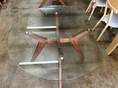 Emmer 47.25" Glass Dining Table - Walnut