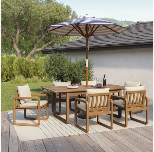 The Laholm Dining Table X Dining Chair Outdoor Bundle - Acacia and Dravite Ivory