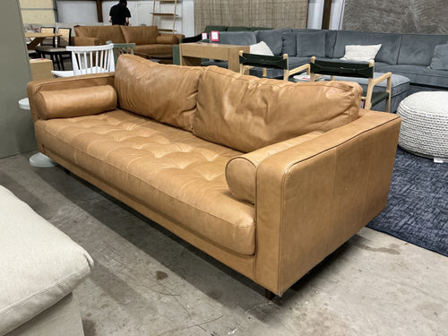 Sven 88" Tufted Leather Sofa - Charme Tan