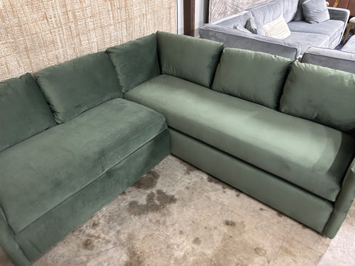 Landry 91" Velvet Corner Sectional - Hale Fir Green