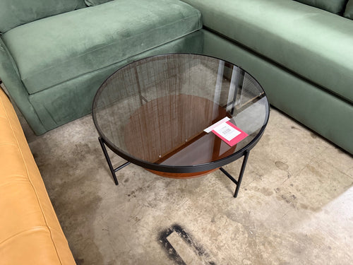 Vitri 36.5" Glass Coffee Table - Walnut