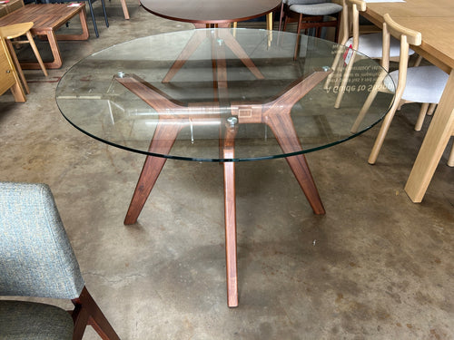 Emmer 47.25" Glass Dining Table - Walnut