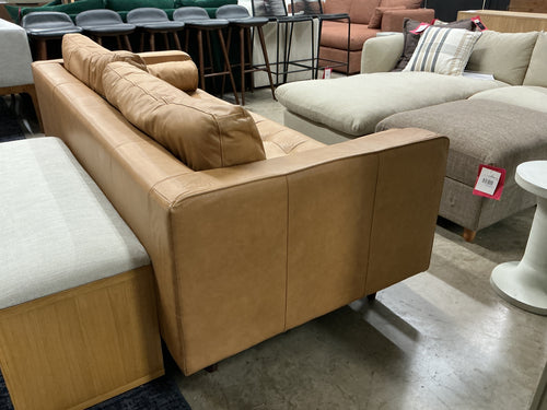 Sven 88" Tufted Leather Sofa - Charme Tan