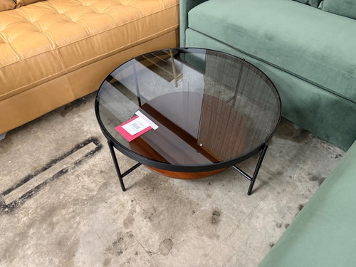 Vitri 36.5" Glass Coffee Table - Walnut