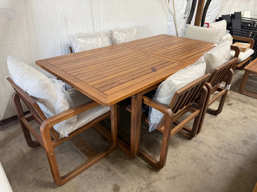 The Laholm Dining Table X Dining Chair Outdoor Bundle - Acacia and Dravite Ivory