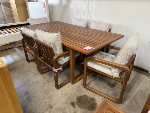 The Laholm Dining Table X Dining Chair Outdoor Bundle - Acacia and Dravite Ivory