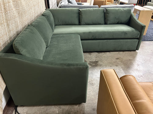 Landry 91" Velvet Corner Sectional - Hale Fir Green