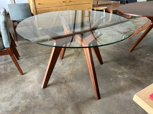 Emmer 47.25" Glass Dining Table - Walnut