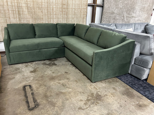 Landry 91" Velvet Corner Sectional - Hale Fir Green