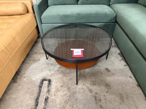Vitri 36.5" Glass Coffee Table - Walnut