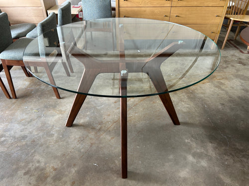 Emmer 47.25" Glass Dining Table - Walnut