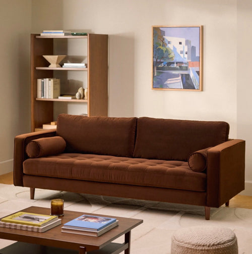 Sven 88" Tufted Velvet Sofa - Plush Pacific Brown