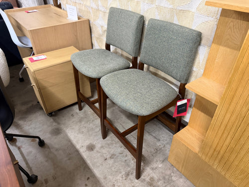 Pair of Nosh Counter Stools - Walnut And Hemlock Green