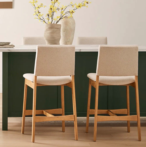 Pair of Nosh Counter Stools - Oak And Ratine Ivory