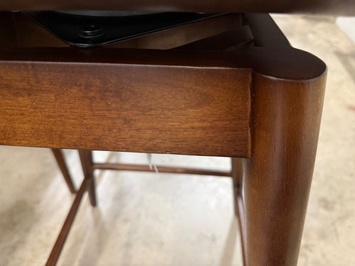 Set of 4 Sede Leather Swivel Counter Stools - Walnut And Black