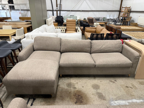 Vati 114" Left Storage Sleeper Sectional - Natural Oak And Buckler Brown