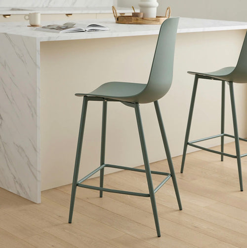 Set of 3 Svelti Counter Stools - Aloe Green