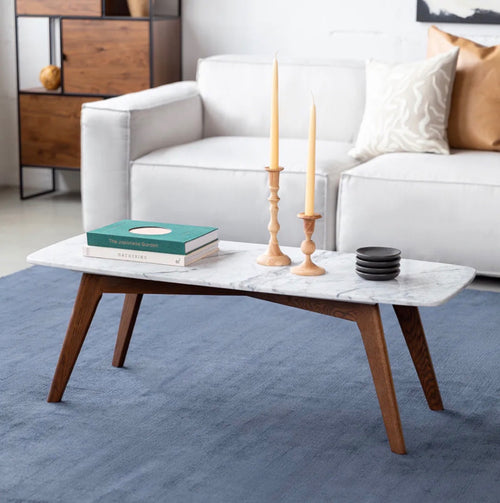 Vena 43.5" Marble Coffee Table - Walnut