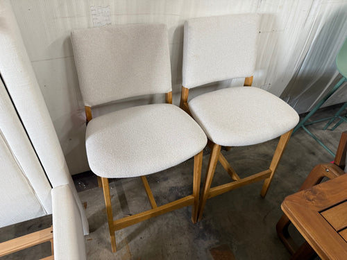 Pair of Nosh Counter Stools - Oak And Ratine Ivory